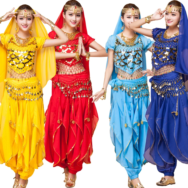 Женский костюм для танца живота штаны и топ из 4 предметов|indian belly dance costume|belly