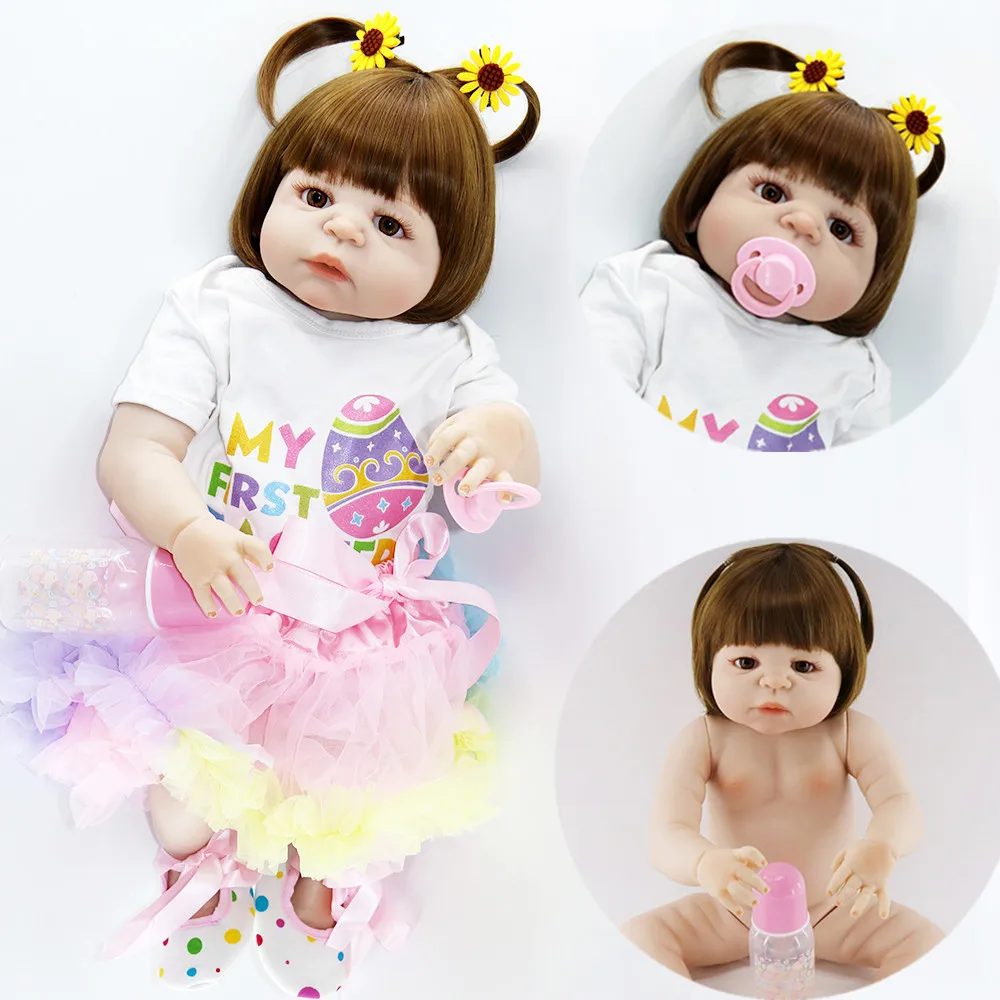 Реалистичная кукла новорожденный 23 дюйма полностью силиконовые куклы