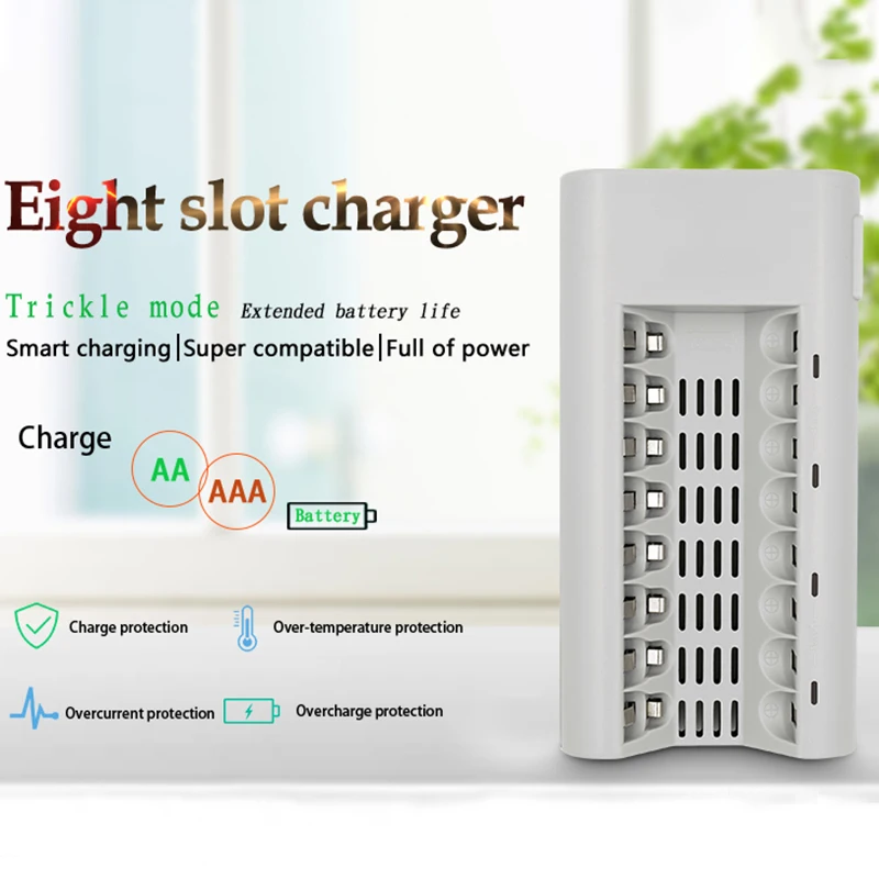 Aa зарядное устройство 8 слотов для Ni MH Cd 1 2 V Aa/Aaa аккумуляторная батарея Led дисплей