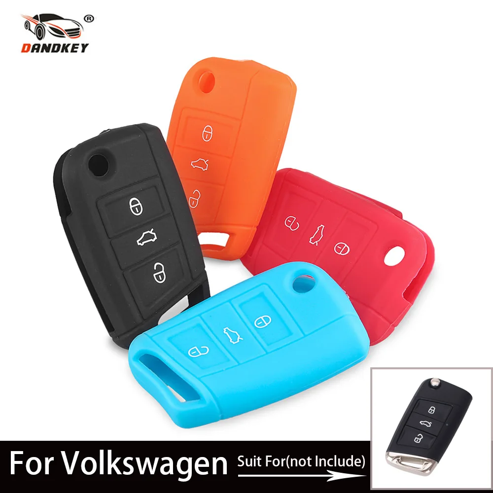 Силиконовый чехол для ключей DANDKEY 3 кнопки VW Volkswagen Polo Golf 7 Magotan Passat B8 Tiguan Skoda Octavia A7 Fob