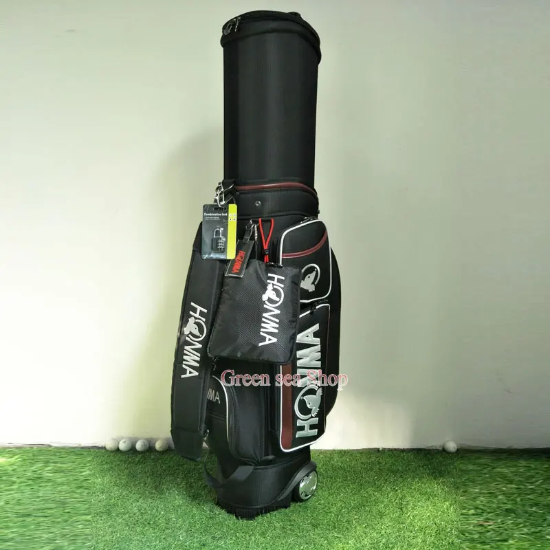 black silver Новая сумка HONMA Golf staff высокого качества PU Сумка для клюшек для гольфа 3 цвета на выбор 9,5 дюйма с чехлом сумка для гольфа - Цвет: black silver