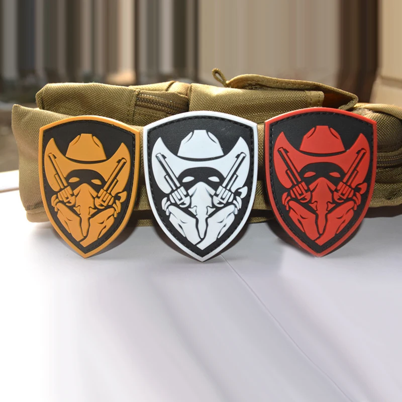 Серебристые пластыри с крючком и петлей из ПВХ резины для одежды Wolfpack Project Of Honor MOH
