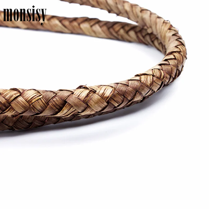 Monsisy летние Для женщин соломенная сумочка из ротанга ТКАННАЯ сумка для покупок