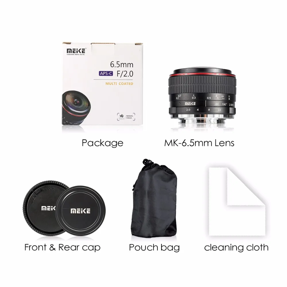 Meike 6 5 мм F2.0 ультра широкий объектив рыбий глаз для камер EOS NEX FX NIKON 1 и