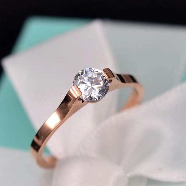 

Rose Gold & Silver Color Luxury Zirconia CZ Ring for Woman Man Couple Gift Wedding Jewelry 316L Stainless Steel Never Fade