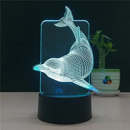 Новые классные визуальный индикатор ночник 3D LED стол Дельфин Ночник светильник 7