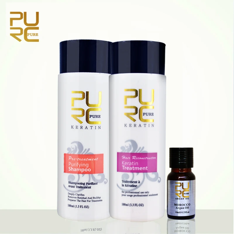 

PURC keratin hair straightening brazilian chocolate 5% formaldehyde keratin hair treatment 100ml set free gift 10ml argan oil