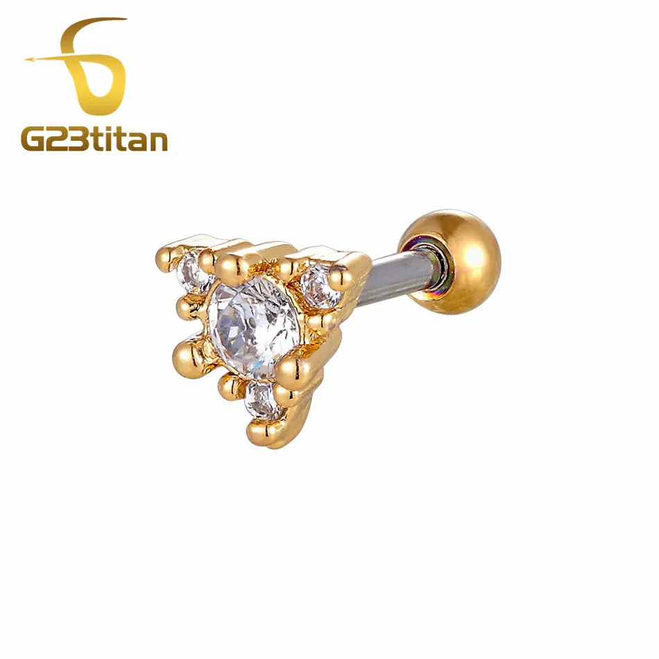Ear Tragus Золото Цвет Кристалл Ухо траг серьги 16 г 6 мм стальная губная серьга шпильки Pinna Lobe Tragus Штанга пирсинг уха ювелирные изделия для тела - Окраска металла: Ear Tragus