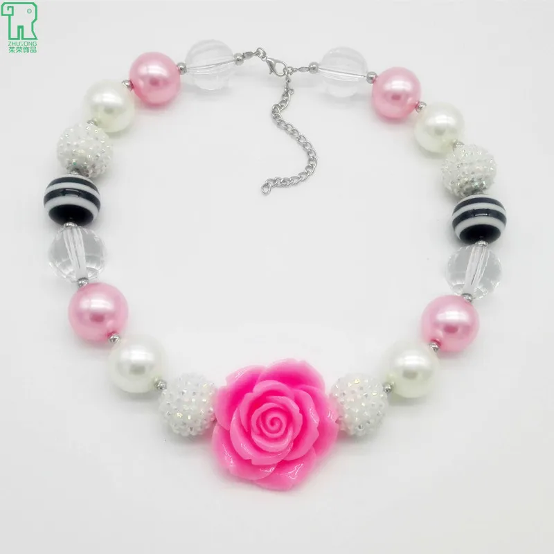 

wholesale 5PCS Chunky Flower Necklace Girls Bubblegum Beads Chokers Kids Trendy Costume Jewelry Toddler Chunky Flower Necklace