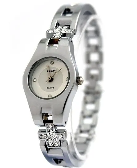 

Round PNP Shiny Silver Watchcase White Dial Ladies Women Bracelet Watch FW768A