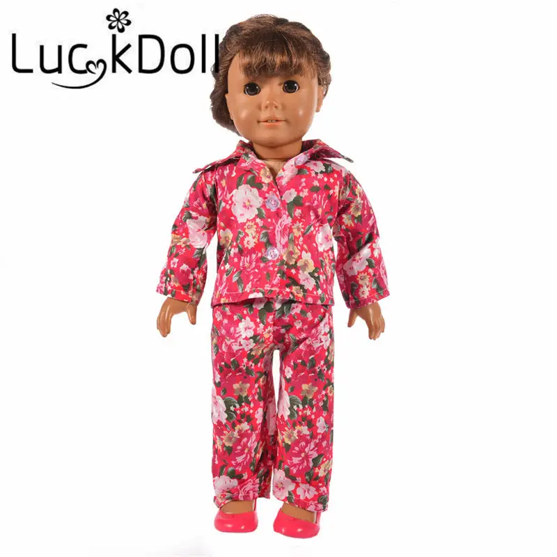 LUCKDOLL пижама с принтом подходит для 18 дюймов американский размер 43 см Детская