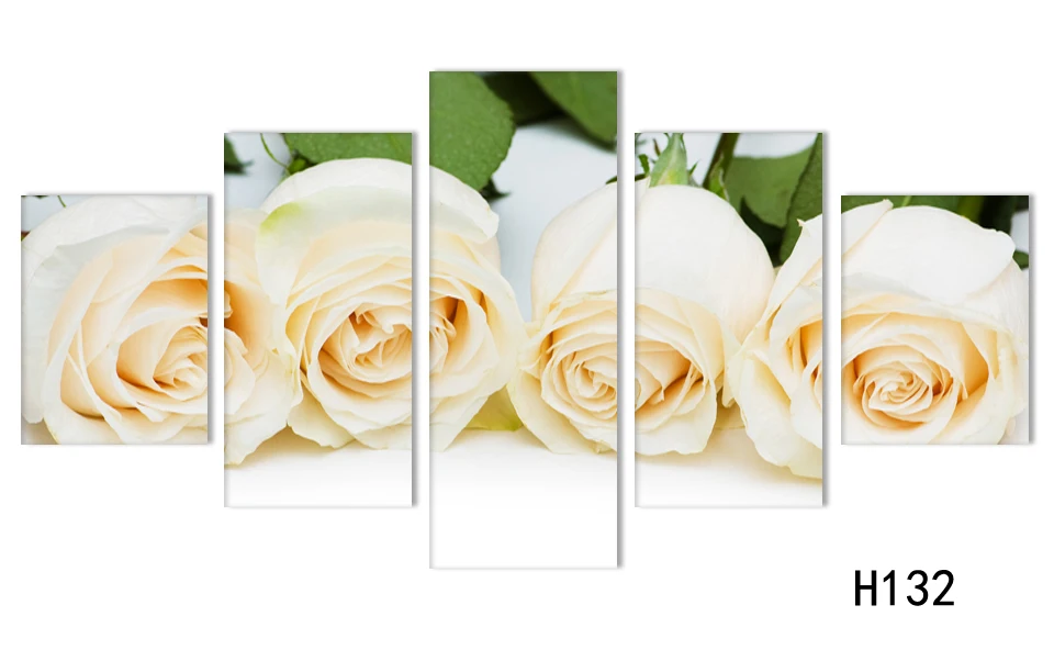 

5 Pieces White Rose Flowers Wall Pictures Decoration Modern Wall Painting Home Decorative Paint Canvas Prints