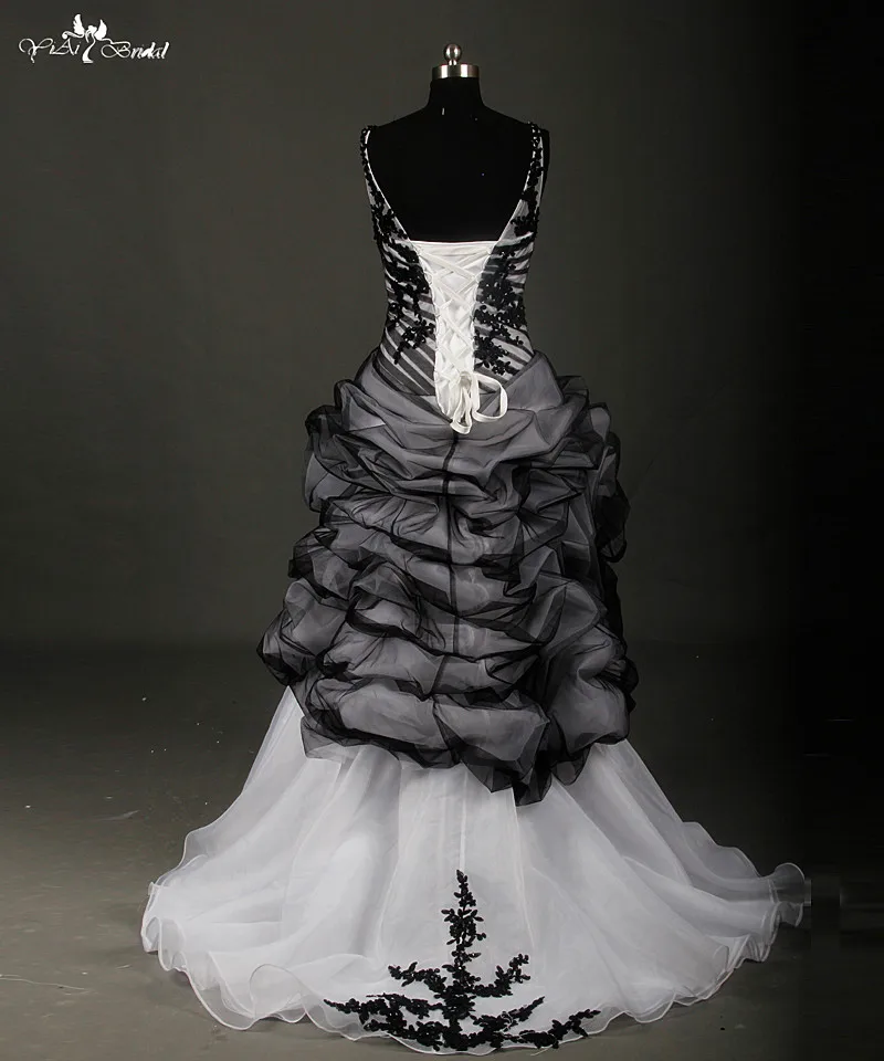 Белое и черное платье для свадьбы с коротким передом длинной спинкой RSW711|wedding dress