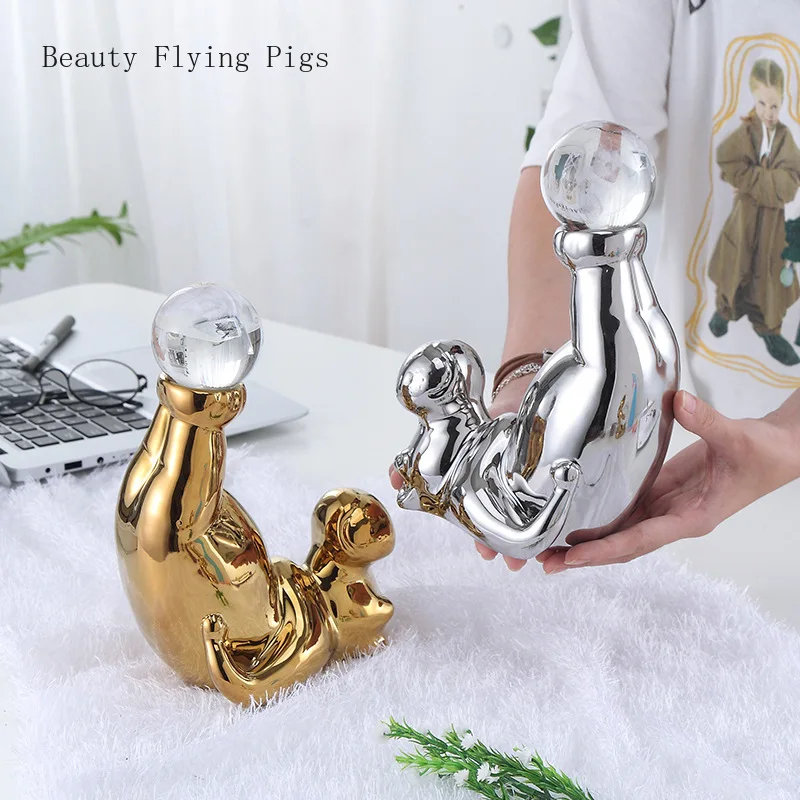 1 шт. четыре цвета милый Бегемот керамика со стразами ремесла украшения дома