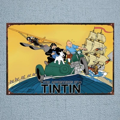 Tintin мультфильм кино жестяная вывеска металлическая пластина железная живопись детская комната настенный бар кофе домашнее искусство Ремесло Декор 30X20 см DU-1043 - Цвет: DU1043