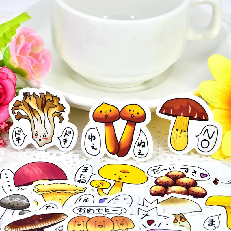40 шт. креативные самодельные наклейки с красочными грибами kawaii красивые