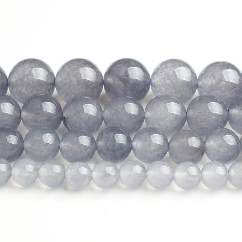 Натуральный камень A + серый Халцедон Круглые свободные бусины для