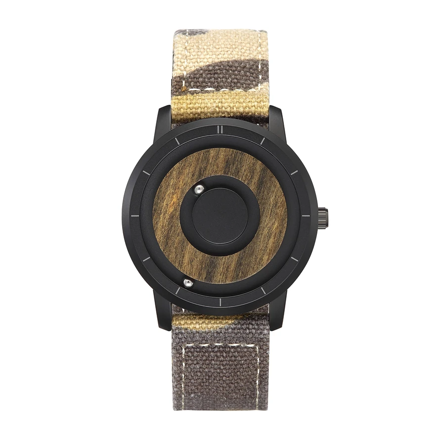 EUTOUR Mens Watch Magnetic Ball Watch Silicone Leather Steel Strap Quartz Unique Wristwatch Mens For Blindman zegarek meski