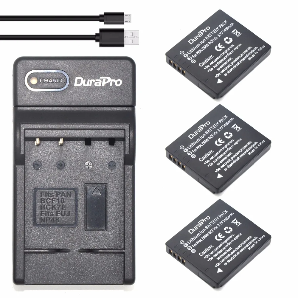 3 шт. DMW BCF10 BCF10E литий ионная аккумуляторная батарея + USB зарядное устройство для