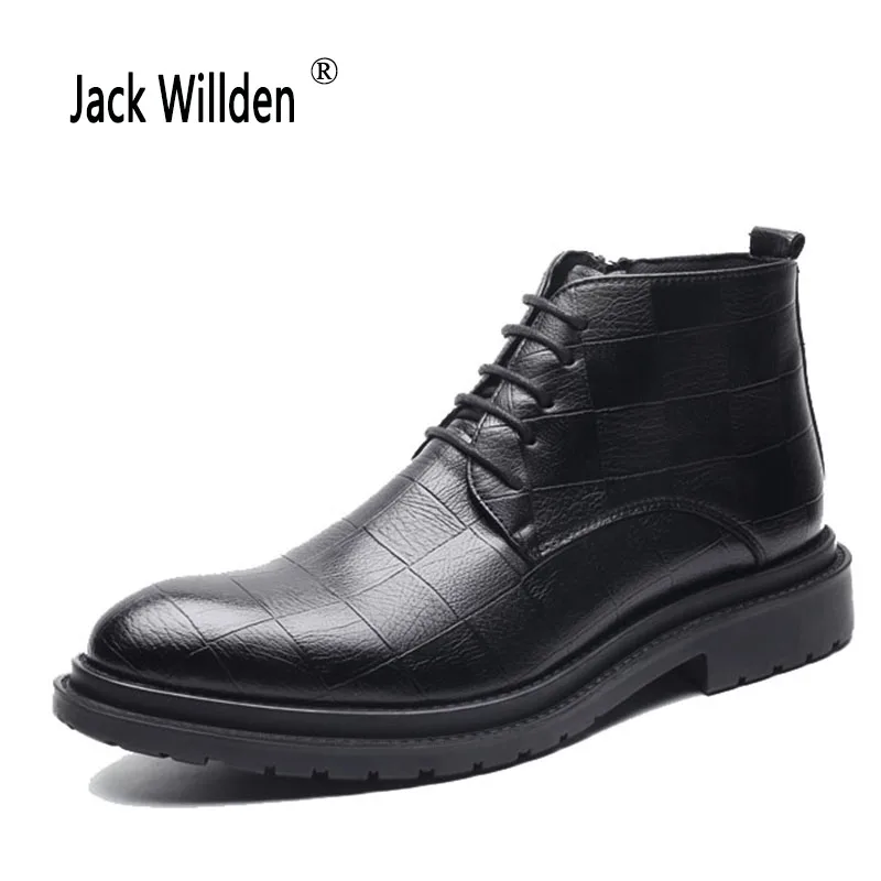Jack willden/мужские Ботильоны; модные зимние мужские ботинки на молнии; мужские кожаные ботинки; Цвет черный, коричневый; обувь на шнуровке; сезон зима-осень