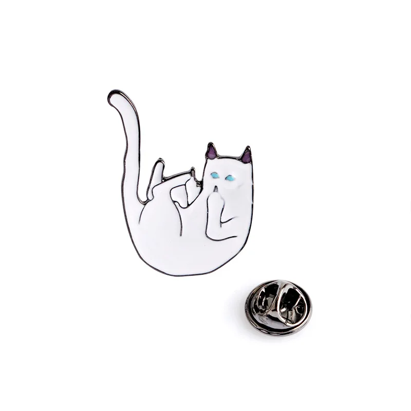 Брошь белая кошка мультфильм металлические значки Pin ювелирные изделия и