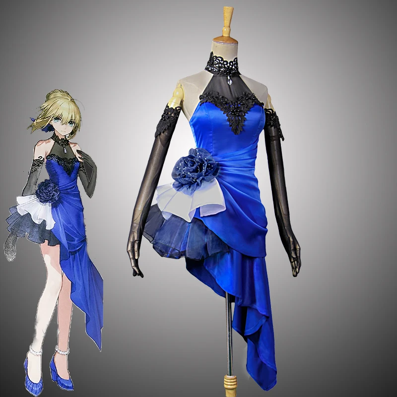 FGO Fate/Extella Saber косплей костюмы Хэллоуин Карнавальная вечеринка полный платье