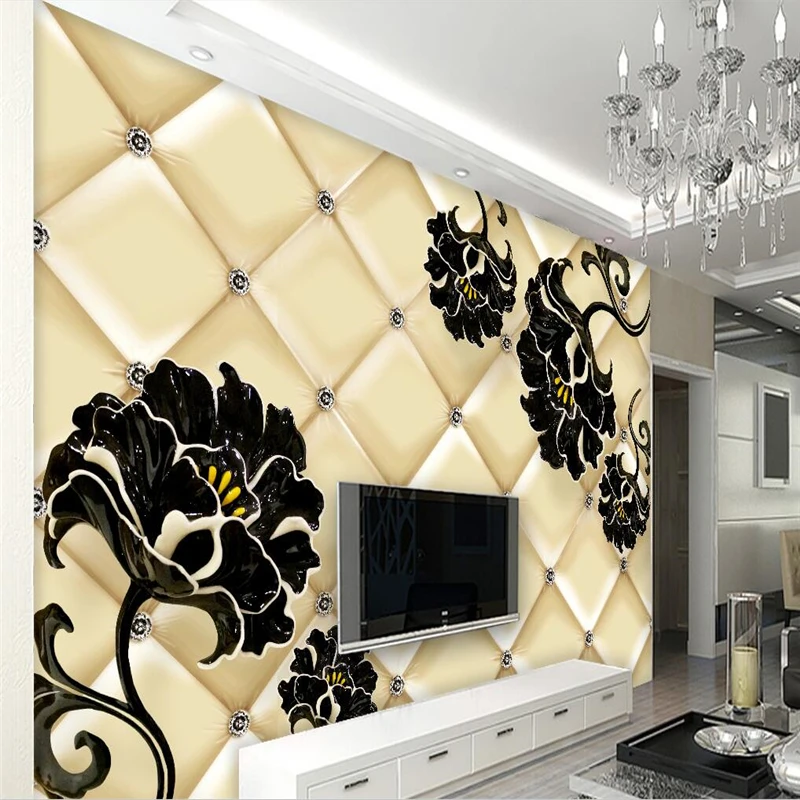 Пользовательские настенные Стикеры мягкая упаковка цветочные обои домашний