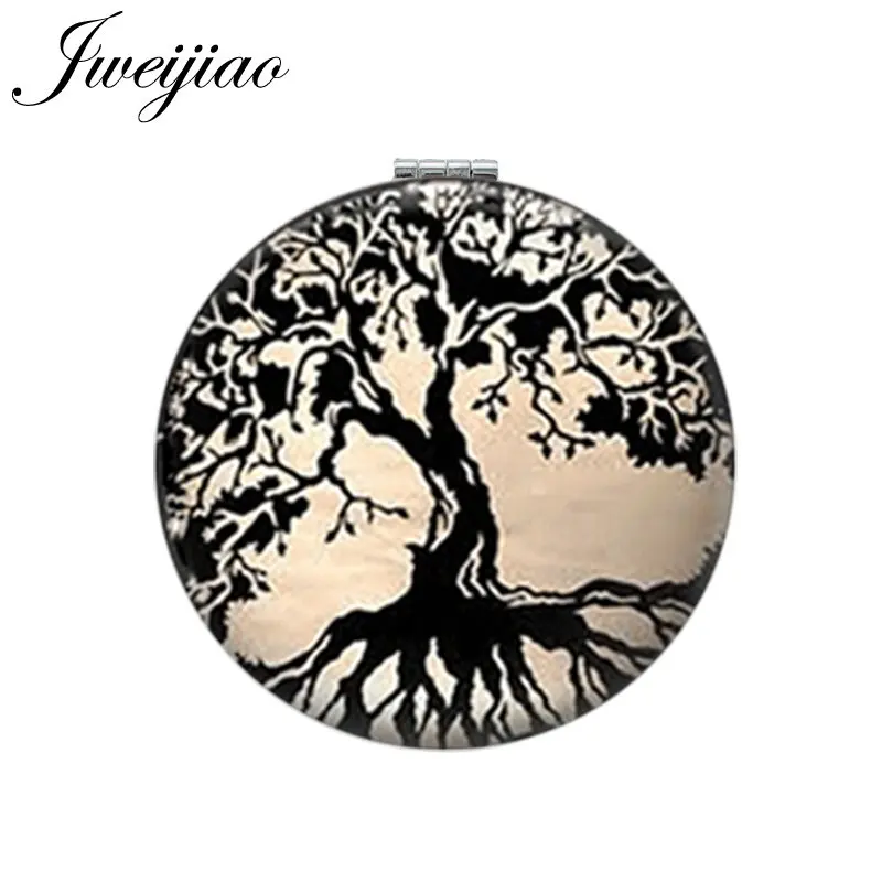 d923 JWEIJIAO Gree Life Tree золотой лист круглое зеркало для макияжа Мини складное компактное карманное зеркало портативное 1X/2X увеличительное - Цвет: d923