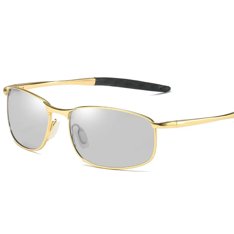 gold frame Фотохромные поляризованные мужские солнцезащитные очки, очки для вождения, мужские байкерские солнцезащитные очки, модные мужские солнцезащитные очки 3043 - Цвет линз: gold frame