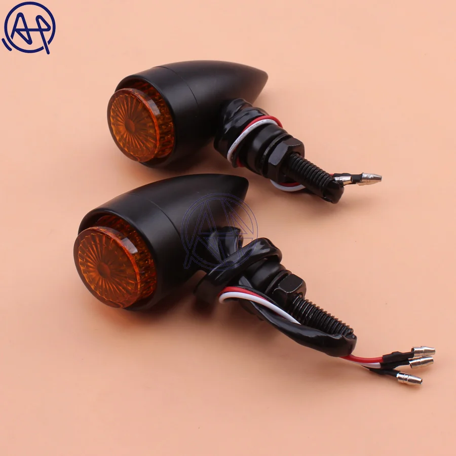 Black n Amber Lens Хром/черный мотоцикл поворотники Поворотный Светильник красный/Янтарный светильник s для Harley Softail Dyna Sportster 883 1200 XL Bobber Chopper - Цвет: Black n Amber Lens