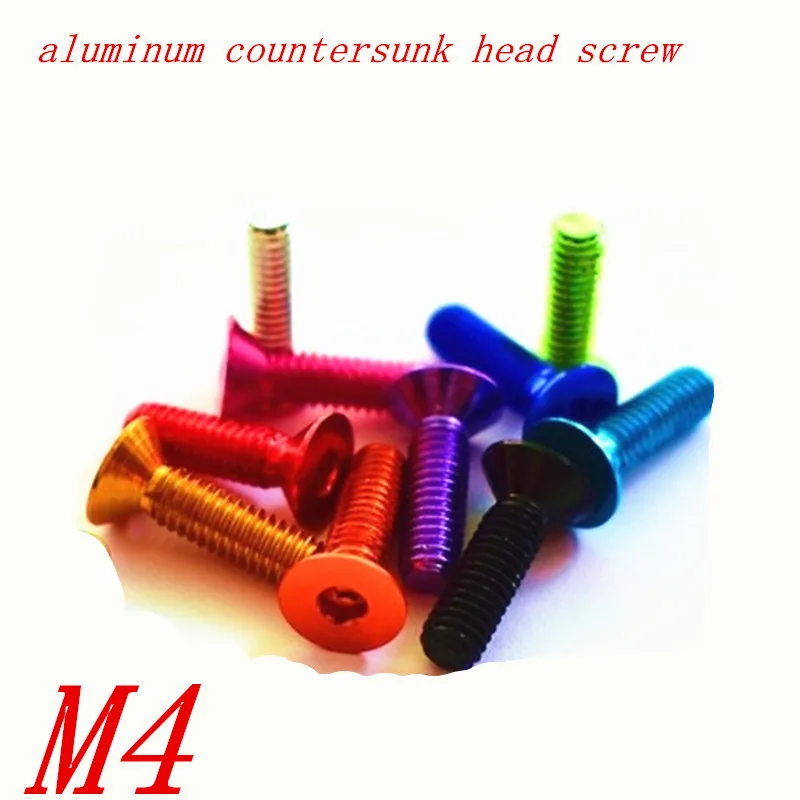 

10pcs DIN7991 M4*6/8/10/12/14/16 colourful aluminum flat hex socket countersunk head screw