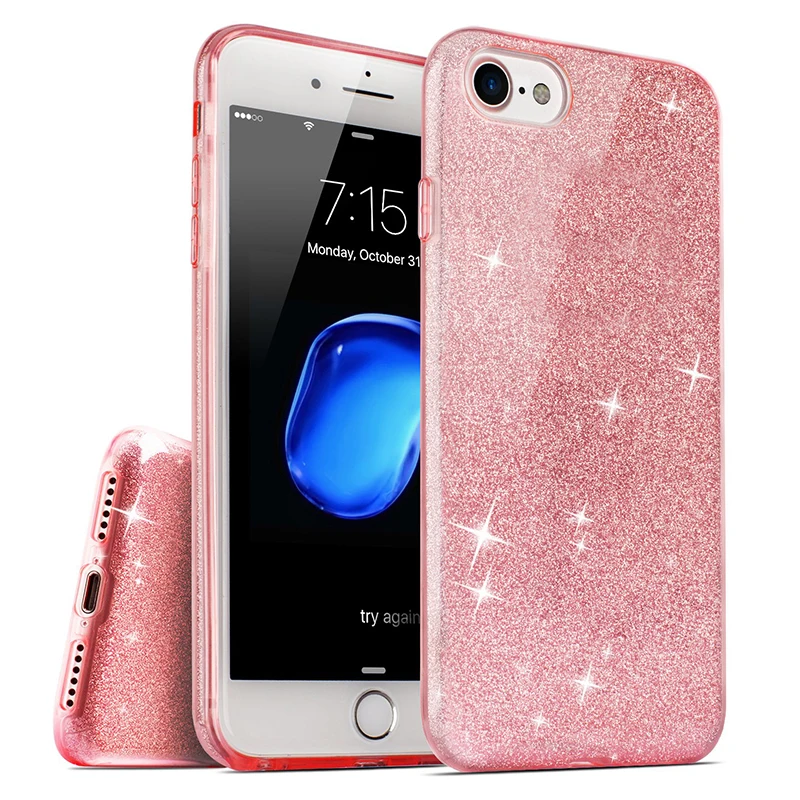 Pink Противоударное 3 слоя чехол для спортивной камеры Xiao mi Red mi Note 7 Pro Note7 mi 9 A1 A2 Lite чехол из поликарбоната+ ТПУ+ Блеск Блестящий Мягкий защитный чехол - Цвет: Pink
