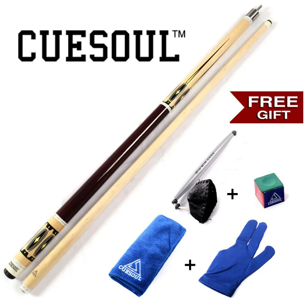 Cuesul 21OZ бильярдный кий палочка с бесплатным подарком для вас! Полотенце для кия+ бильярдные перчатки+ меловая ручка+ бильярдный мел CSPC003