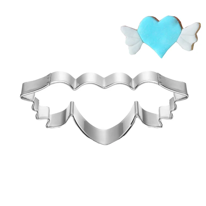 

New Heart Metal Cookie Cutter Angel Wing Cake Decorating Tool Patisserie Gateau Biscuit Mold Pastry Bakeware Love Fondant Cutter