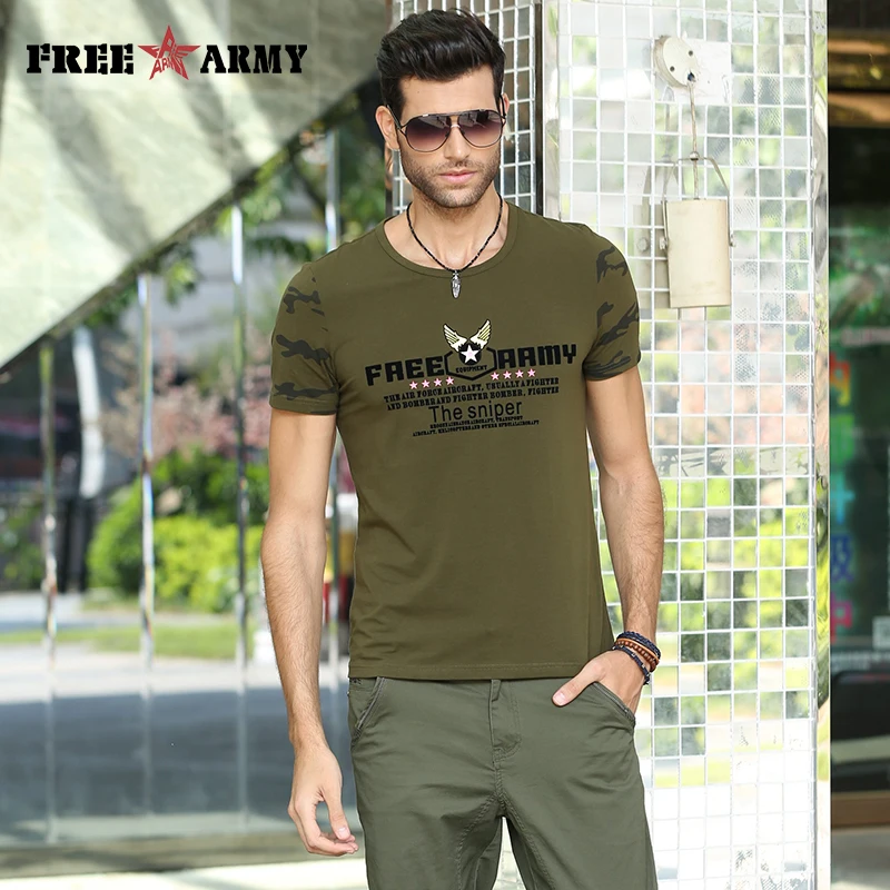 Мужская футболка FreeArmy армейская зеленая с защитой от комаров Ms 6277A|tees men|men fashion t
