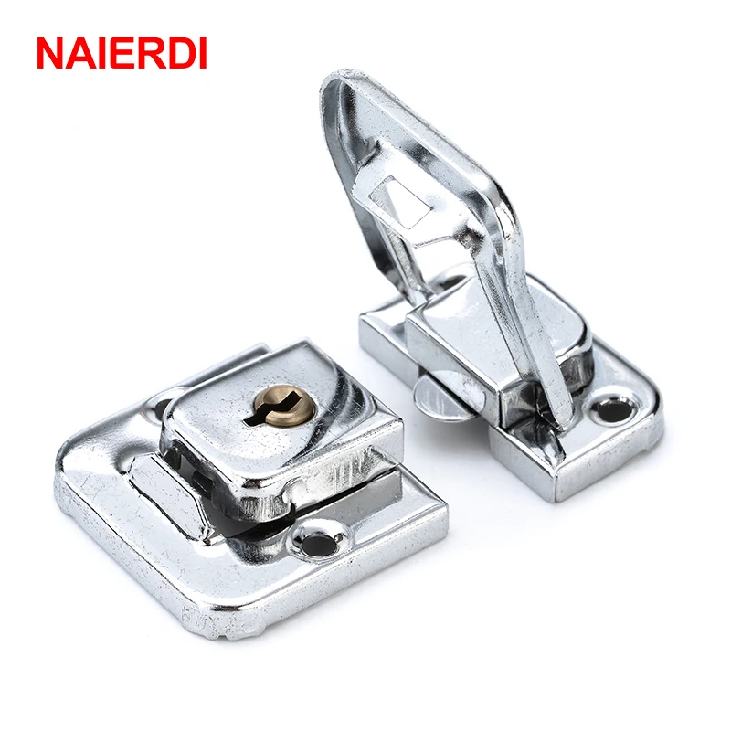 

NAIERDI J402 Cabinet Box Square Lock With Key Spring Latch Catch Toggle Locks Mild Steel Hasp For Sliding Door Window Hardware