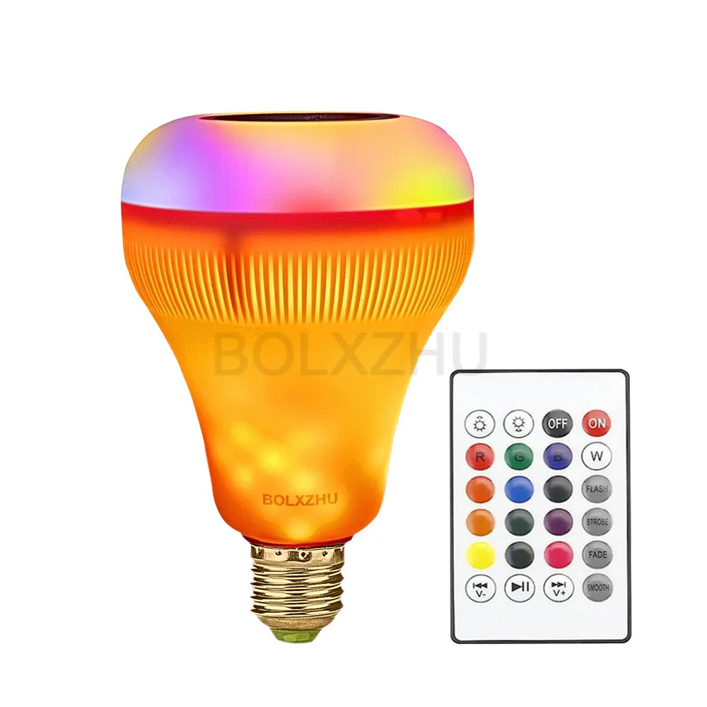 Умный светодиодный RGB музыка пламя свет E27 Беспроводной Bluetooth Динамик лампа с