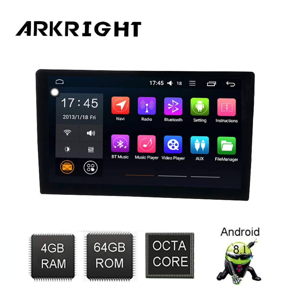 Автомобильный радиоприемник/система ARKRIGHT 9 'ƈ Din IPS GPS Android 8 1 мультимедийный