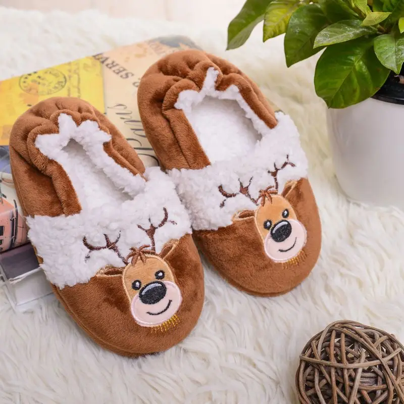 Deer Kocotree/Детские зимние тапочки для девочек и мальчиков; мягкая теплая обувь для малышей; тапочки для спальни с изображением Санта Клауса; подарок на год - Цвет: Deer