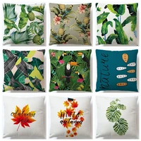 cottom linen africa tropical plant printed cushion cover green leaves pillow cases soft chair car sofa pillow cover home decor