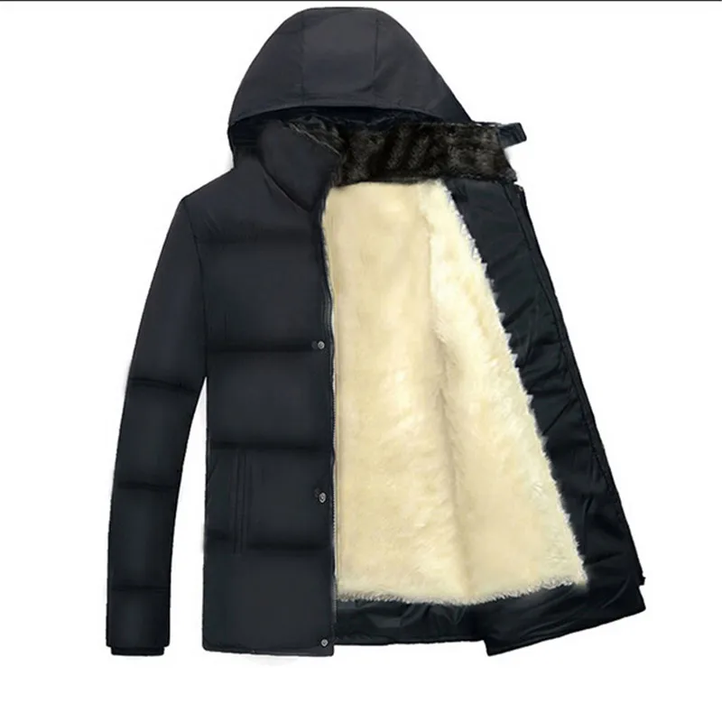 Warm coat Winter jacket Men Big yards Add wool Hooded Loose Eiderdown cotton Detachable cap Promotion price BN1135 | Мужская одежда
