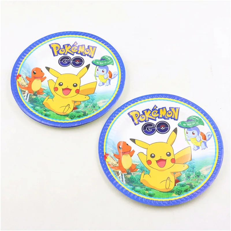 Милая тематическая посуда Pokemon Go, коробка для конфет, праздничные кружки, тарелки, салфетки, маски, флаги, украшения