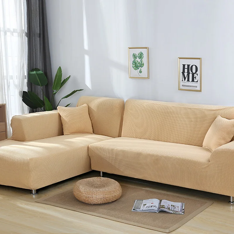 Beige 2 шт. Чехлы для дивана в форме L жаккардовые эластичные Угловые Чехлы для дивана для гостиной шезлонги Чехлы для дивана секционные - Цвет: Beige