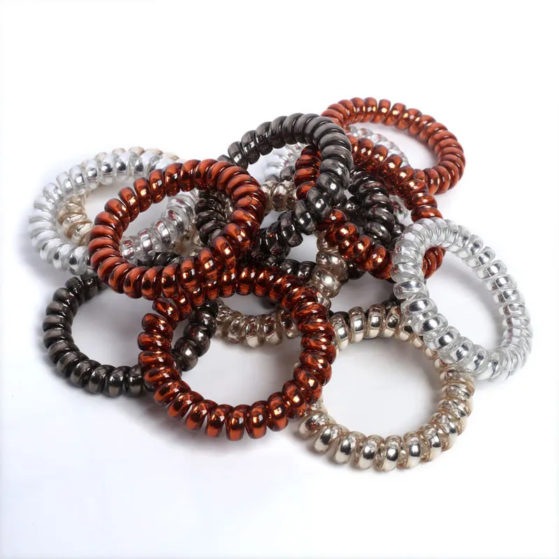 

10pcs Spiral Hair Bands for Girls Women Headwear Telephone Wire Rubber Hair Ties Ropes Colored Plastic Hairband Ponytail Holder