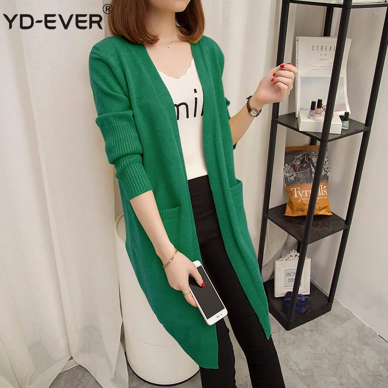 YD-EVER длинный свитер пальто трикотаж кардиган весна-осень 2018 новые женские топы