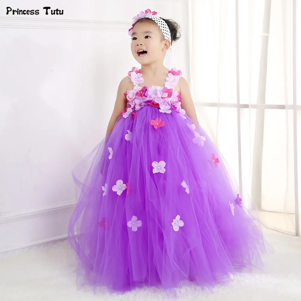

Princess Flower Girl Tutu Dress Flower Fairy Girl Party Dress Gorgeous Tulle Girl Wedding Dresses Kids Girls Pageant Ball Gown