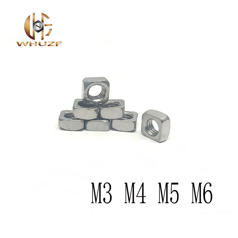 

100pcs M3 M4 M5 M6 nut High Quality 304 /201 /316 Stainless Steel A2-70 Grade 4.8 Square Nuts