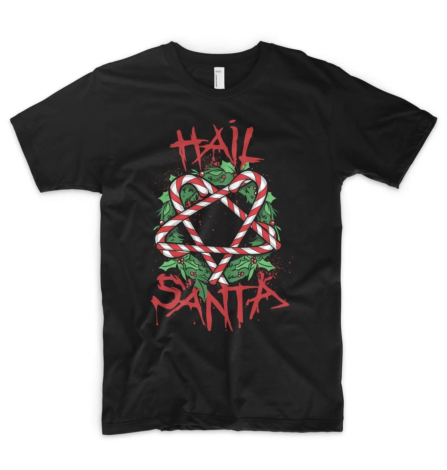 Hail Santa Claus футболка забавная сатана пентаграмма веселое Рождество металл рок