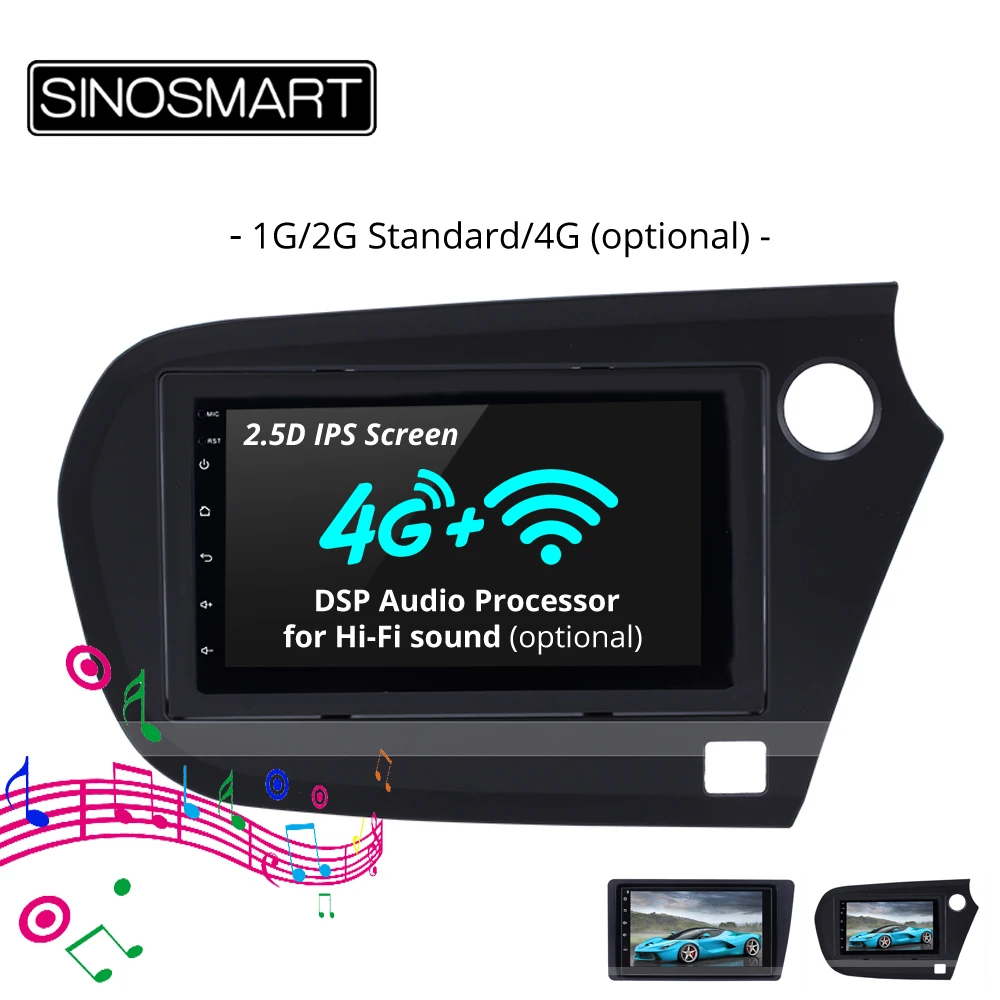 SINOSMART 1 г/2 г автомобильный Радио gps навигатор плеер для Honda Civic/Insight RHD 32EQ DSP аудио процессор, 4 г слот для sim-карты опционально