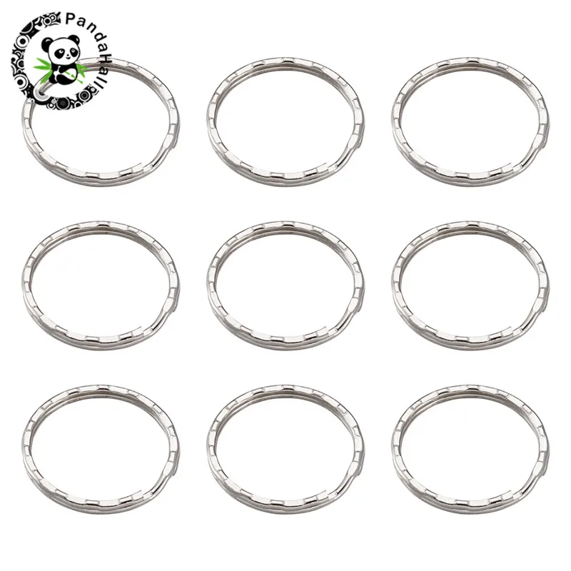 200pcs Pandahall 25mm Iron Round Double Loop Key Ring for Keychain DIY Making Golden Platinum |